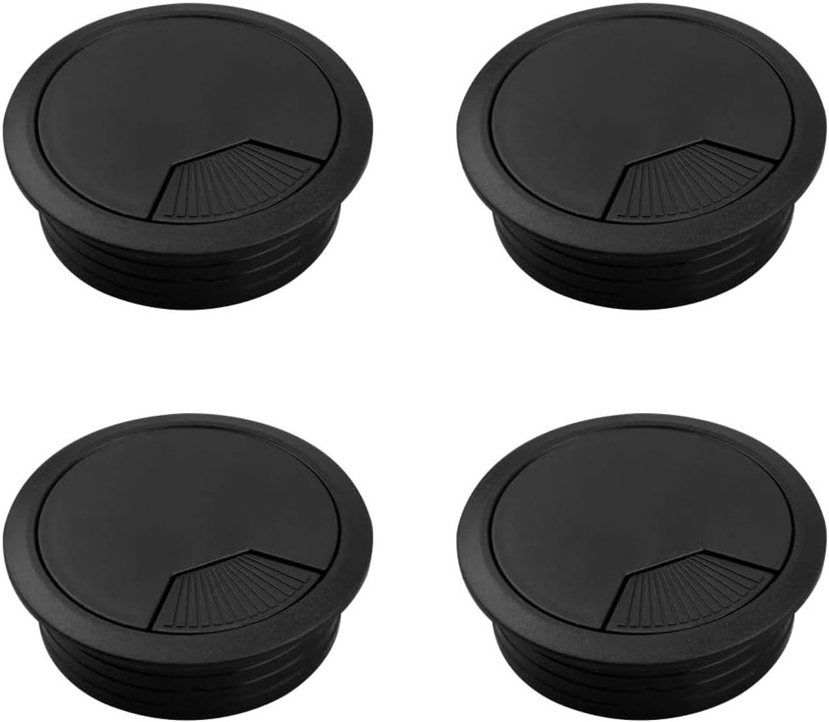 Kabeldoorvoeren voor Bureau - 4-Pack Zwarte 60mm Grommets voor Kabelbeheer en Organisatie