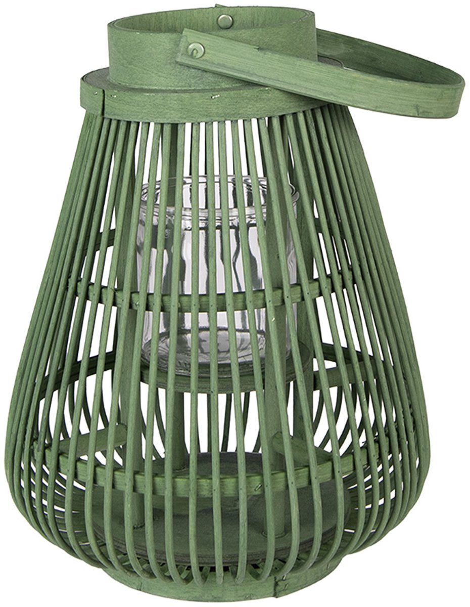 Clayre & Eef Windlicht Ø 25x32 cm Groen Rotan