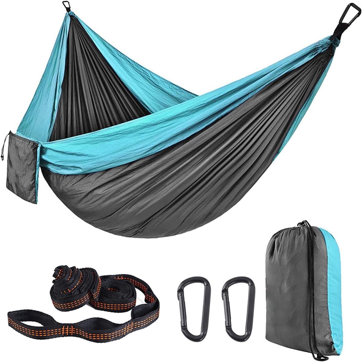 Hangmat Dubbellaags - Nylon Parachute - Buiten Ontspannen - TÜV Gecertificeerd - 270 x 140 cm - Naturel