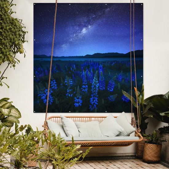 Affiche de Jardin Ciel étoilé - Voie lactée - Fleurs - 200x200 cm