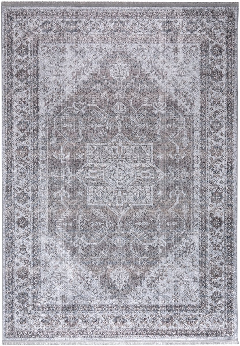 Muratap Star Vintage Vloerkleed Wasbaar Anti Slip Grijs Beige- 80x150 CM