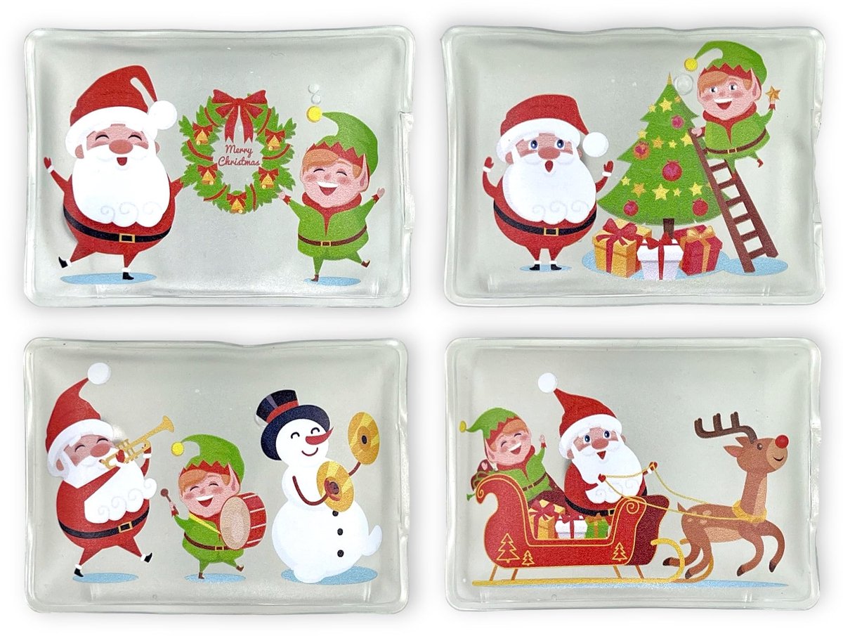 MIJOMA Hand Warmers Set van 4 - Santa Claus en Elf - Herbruikbare Pocket Warmers voor Warme Handen
