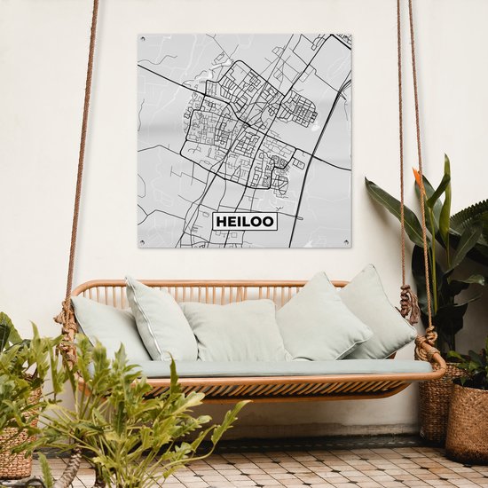 Tissu de jardin Plan de la ville - Heiloo - Grijs - Wit - 100x100 cm - Carte