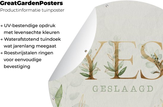 Cercle de jardin ' Yes, passé' - Proverbes - Citations - Feuilles - 150x150 cm - Affiche de jardin ronde - Extérieur