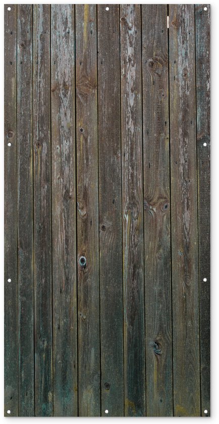 Tuinposter 80x160 cm - Tuindecoratie Achtergrond van donkere planken - Poster voor in de tuin - Buiten decoratie - Schutting tuinschilderij - Tuindoek muurdecoratie - Wanddecoratie balkondoek