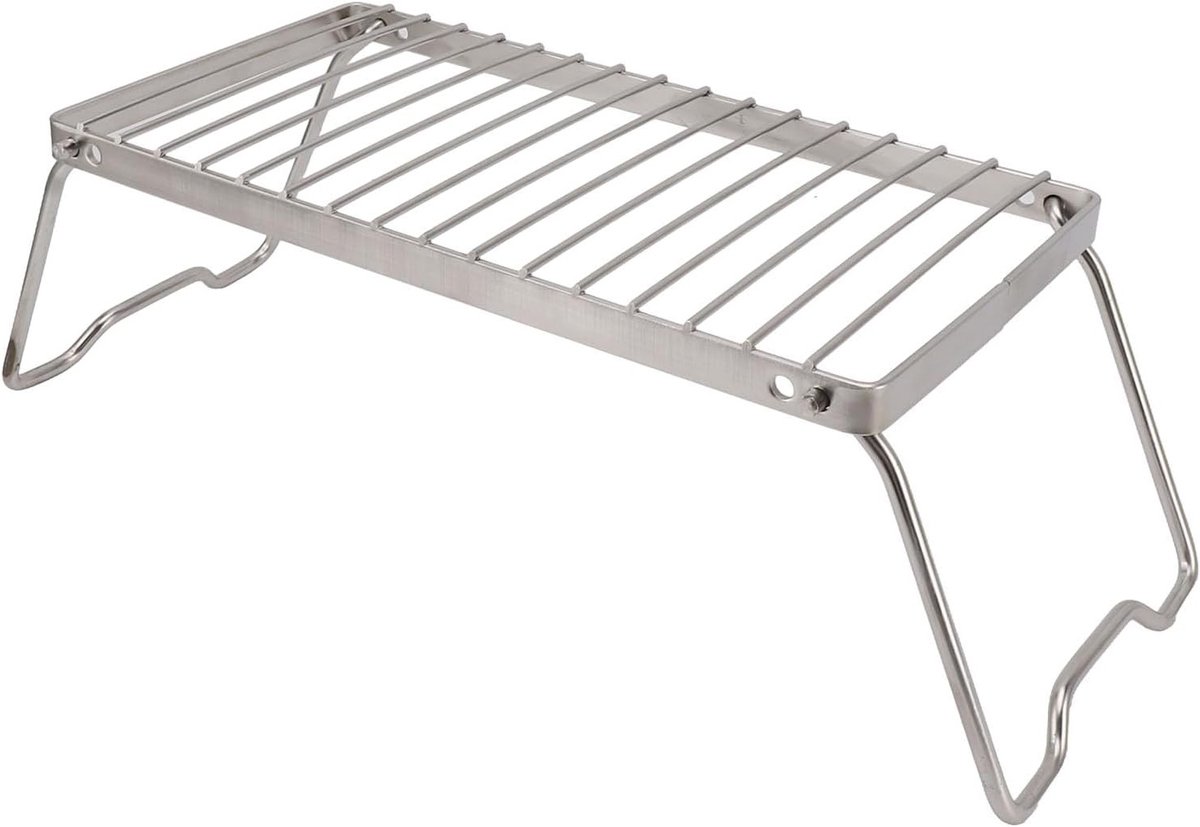 Vouwbare RVS Camping Grill met Verstelbare Hoogte Stevige Kookrekken en Afvoerfunctie voor Buitenactiviteiten Duurzaam en Praktisch