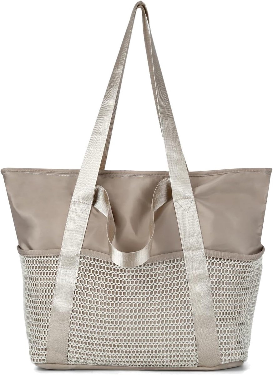 Zomerse Strandtas voor Vrouwen, Grote Mesh Handtas, Schoudertas, Zandbestendige Reisaccessoire met Ruimte voor Essentials