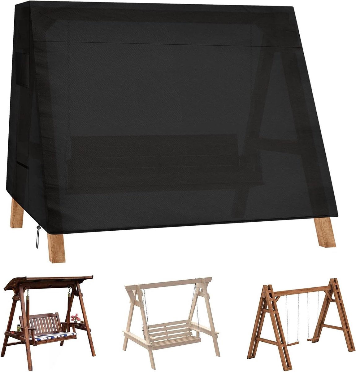 Bescherming voor 3-zits schommelbank, 216 x 140 x 170 cm, met opbergtas, waterdicht, sneeuwbestendig en UV-bestendig 210D Oxford stof