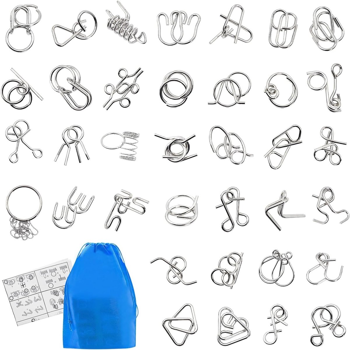 Puzzel- en Logicaspellen voor Volwassenen en Kinderen, Geduldspel, Breinbreker, Educatief Speelgoed (Metaal Puzzel, 36 Stukken)