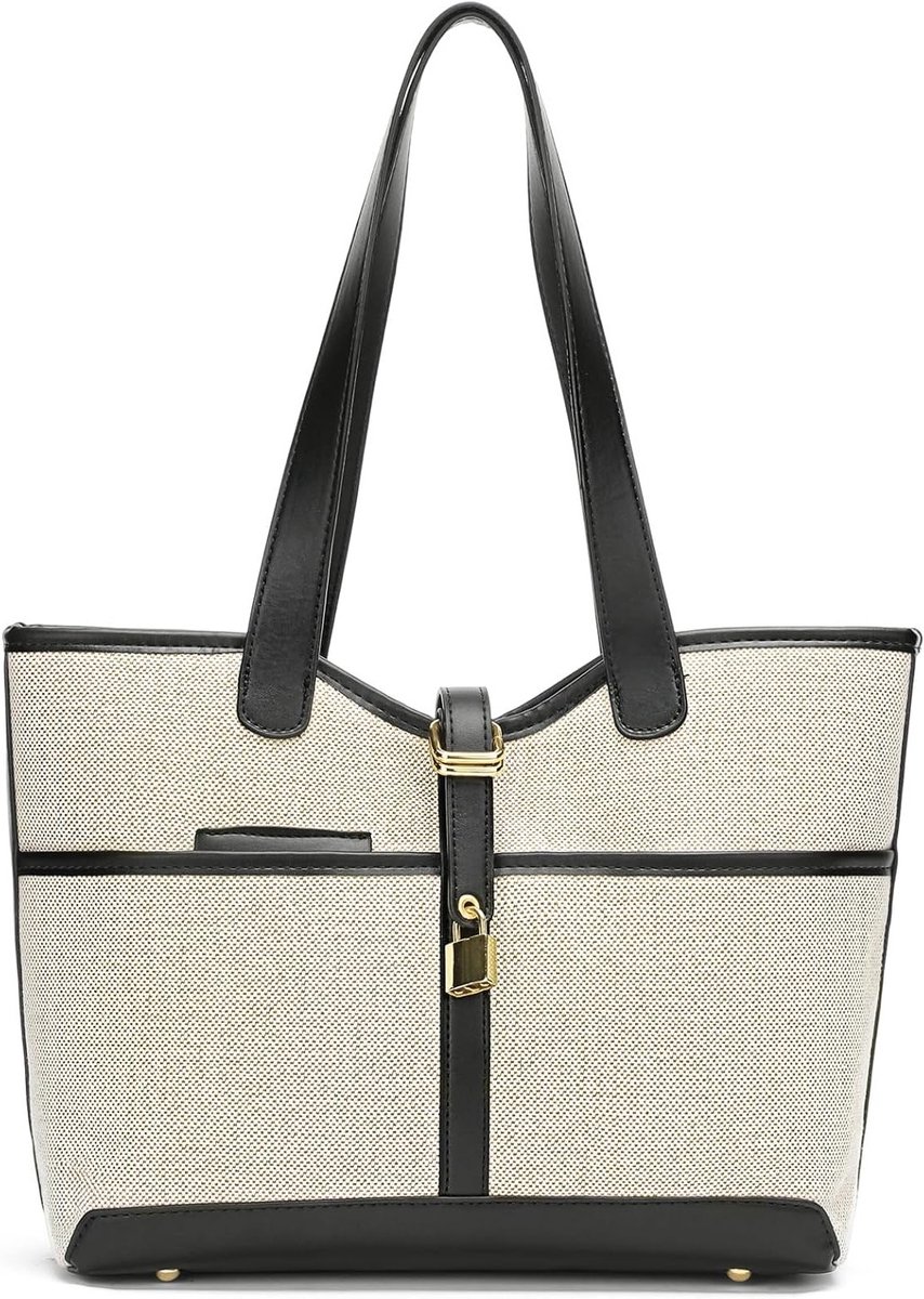 Dames Shopper Tas met Rits en Binnenvak, Kleine Handtas met Handvatten voor Werk, Reizen en Winkelen