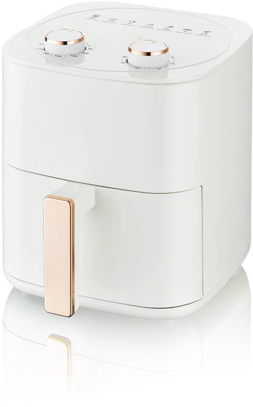 Compacte airfryer van 6 liter met 7 menu opties instelbare timer en temperatuurregeling roestvrijstalen frituurmand met antiaanbaklaag wit — afbeelding 2