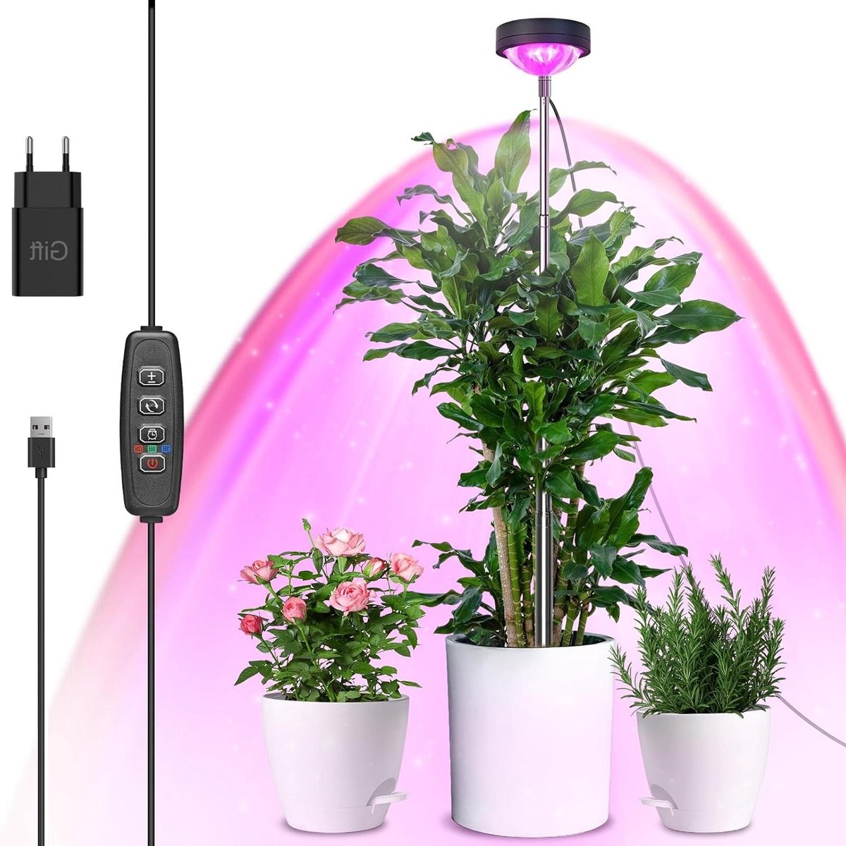 Plant Groeilamp - Full Spectrum - Binnen Planten - Optische Lens - Hoogte Verstelbaar - Zwart