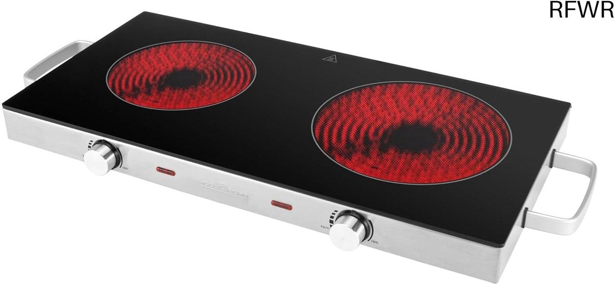 Dubbele Kookplaat - Infrarood Kookplaat - Snel Koken - Krasbestendig Glas - 2800 Watt - Roestvrij Staal
