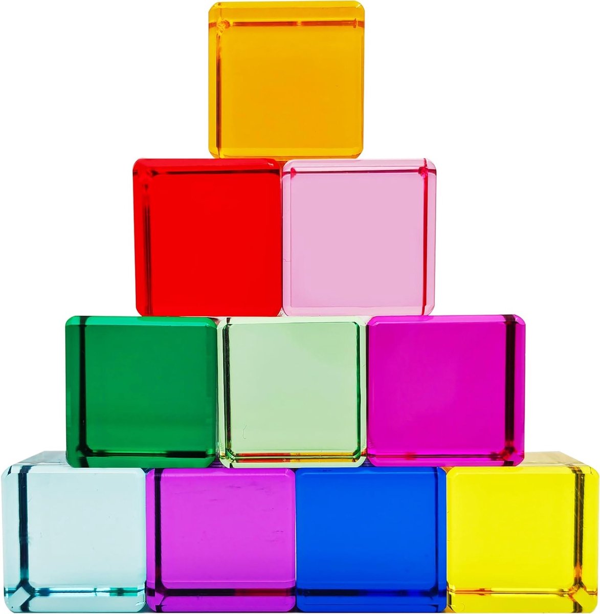 Kleurrijke Regenboog Acryl Bouwstenen - 10 Stuks Stapel Speelgoed, Educatief Speelgoed voor Kinderen vanaf 3 Jaar, Creatieve Ontwikkeling en Motorische Vaardigheden