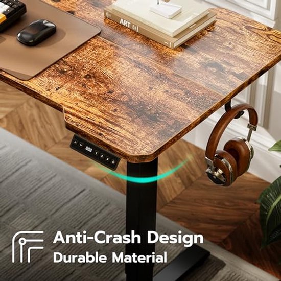 Elektrisch Bureau - Verstelbare Tafel - Thuiswerken Comfort - Stil Liftsysteem - 150 x 100 CM - Vintagebruin — afbeelding 2