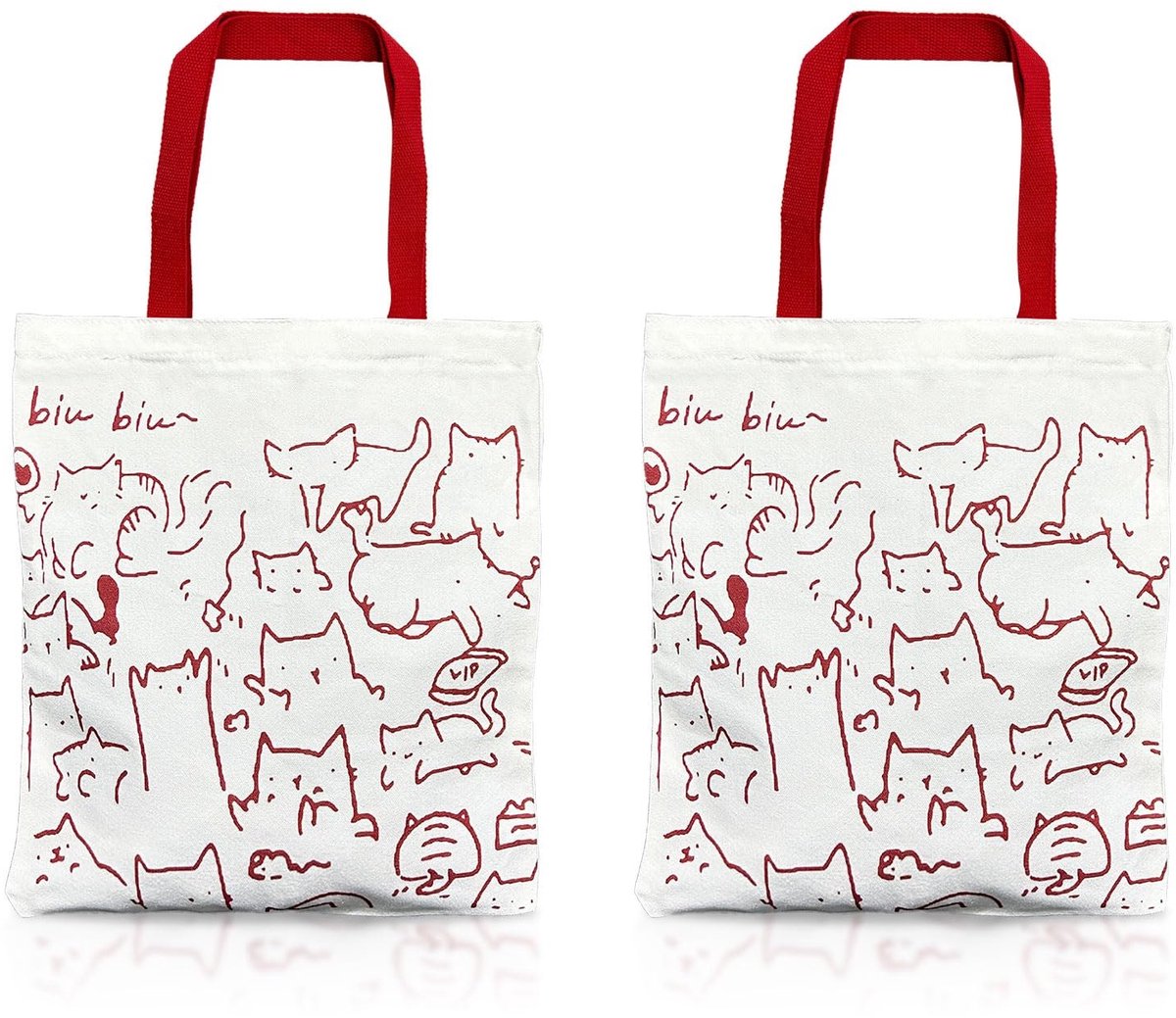 JHUBERS- Tote Bag Dames - Herbruikbare Shopper met Rits - Opvouwbare Tas - Canvas Tote Bag - Katten Cadeau - Lichtgewicht Tas