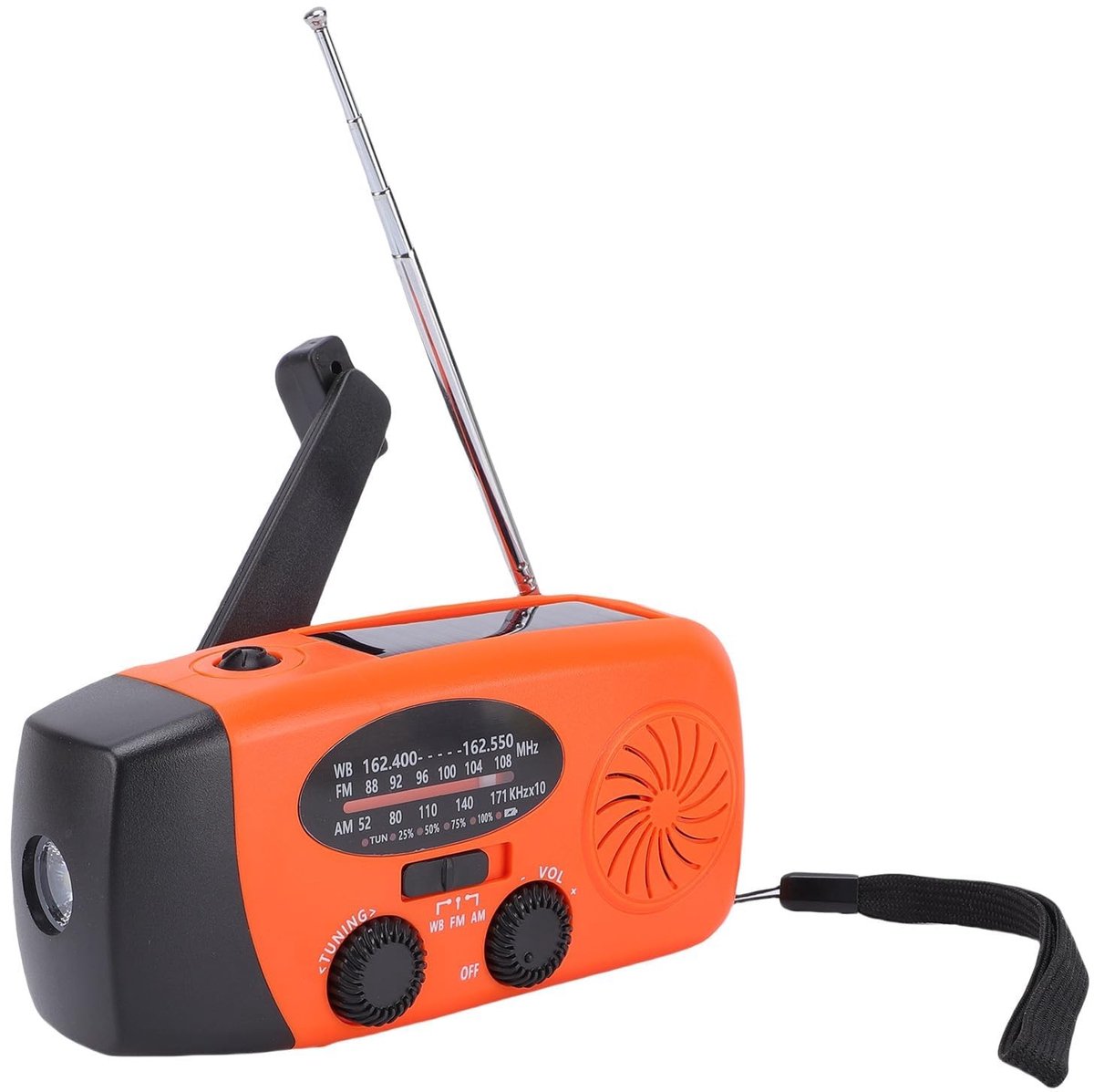Dailygoods- Noodweerradio Draagbaar 6000mAh - Zonne-energie - Powerbank - IPX3 Waterdicht - Zaklamp - Continu vermogen - Crankradio