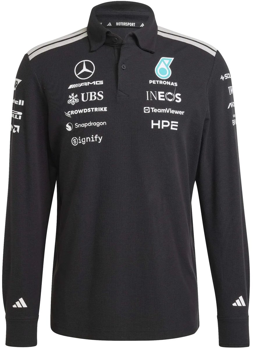 Mercedes AMG lange mouwen katoen polo Petronas Formula One Team Engineers Zwart