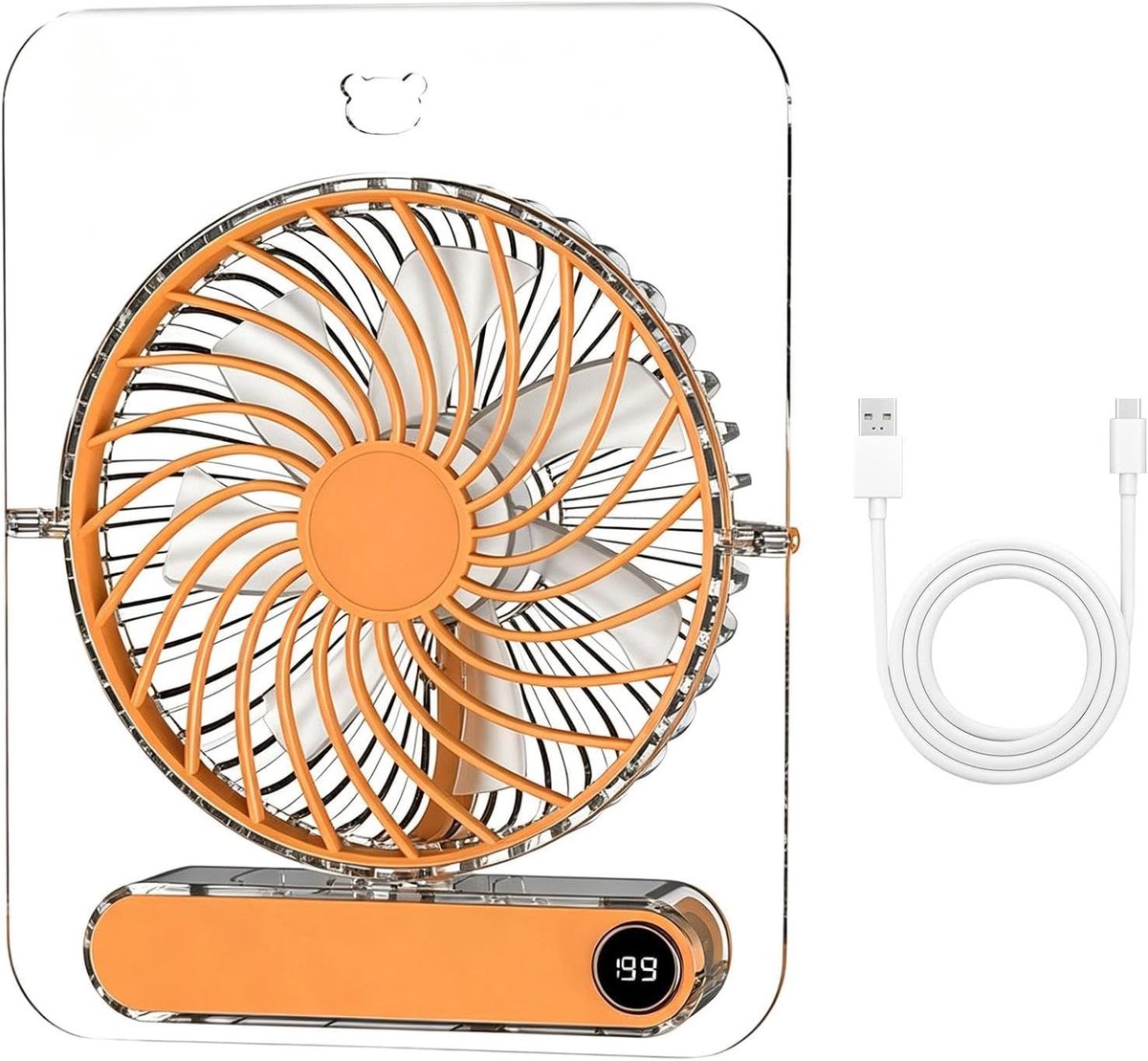 Opvouwbare USB Tafelventilator - 199 Standen - Transparant - Voor Reizen en Buiten
