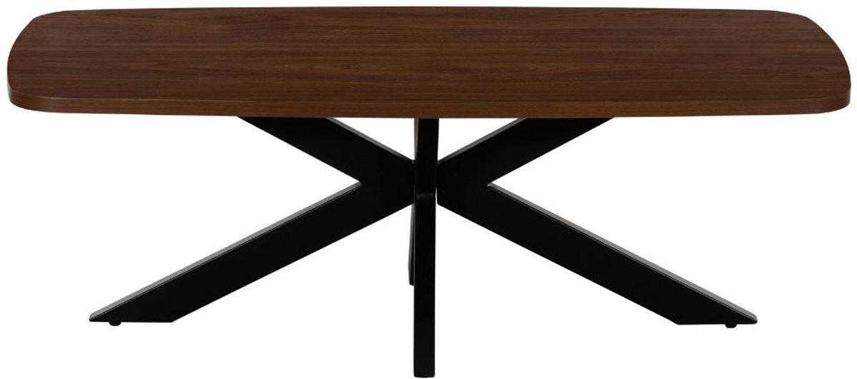 Giga Meubel Salontafel Jaimy Walnoot – Deens Ovaal – Melamine en Metaal – 100x50x35 cm