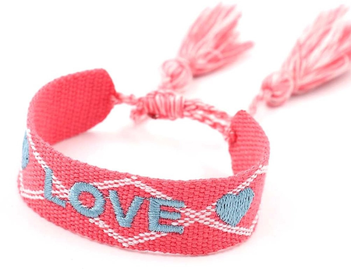 Dailygoods- Zomerarmband Trendy Stijl - Verstelbare Armband - Boheemse Armband - Stoffen Manchetten - Roze Armband - Hoogwaardig Polyester