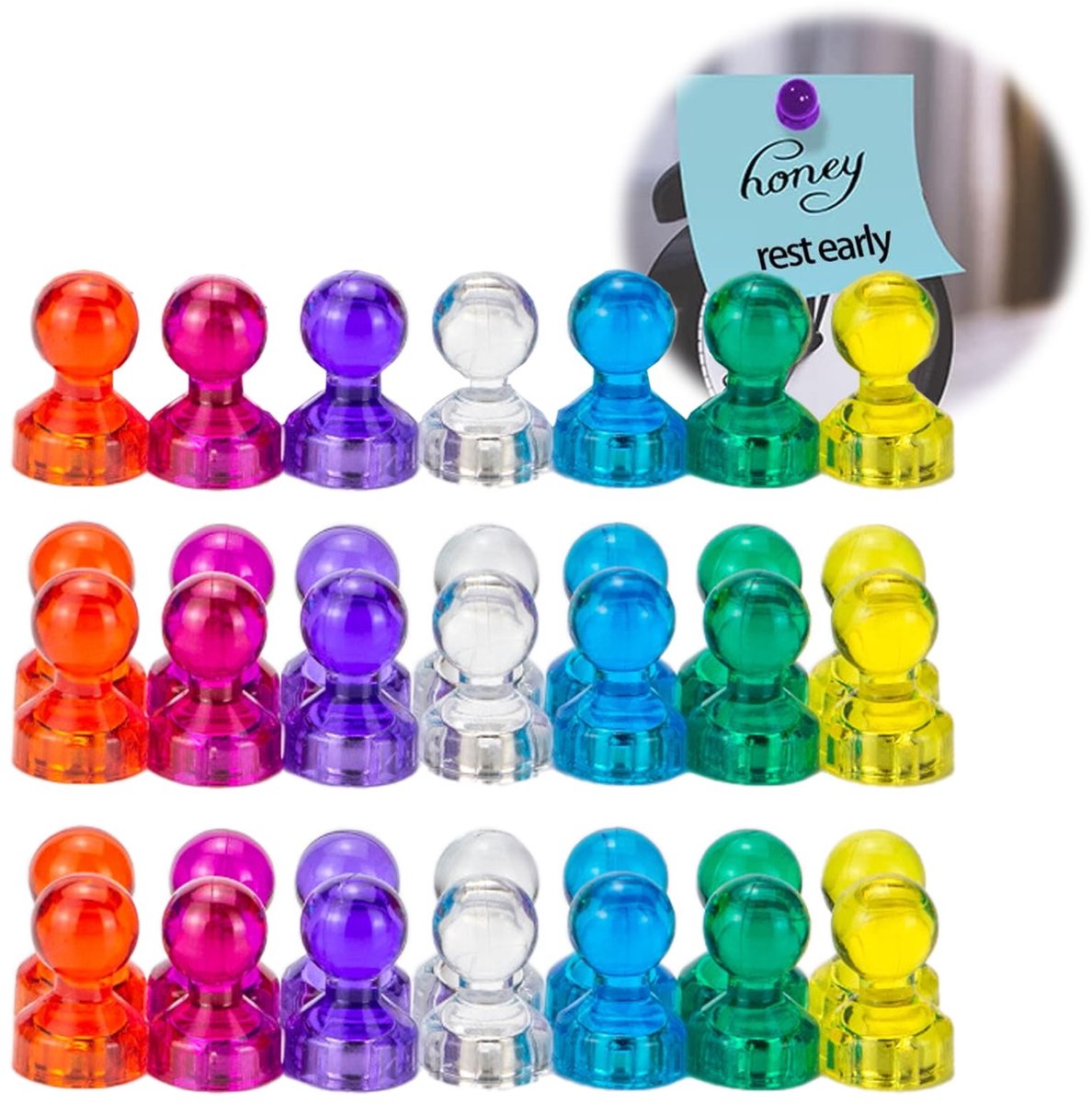 Dailygoods- Magneten Sterk Neodymium - 35 Stuks - Kleurige Magneten voor Whiteboard - Koelkast - Prikborden - Antislip Grip - Roestvrij en Duurzaam - Prikmagneten