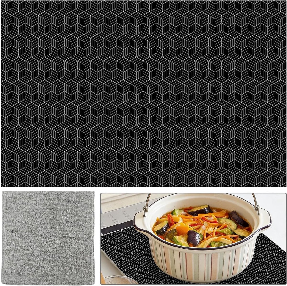 Kookafdekking voor inductiekookplaat 52 x 78 cm, siliconen hittebestendig, antislip en eenvoudig te reinigen, bescherming tegen krassen en vlekken