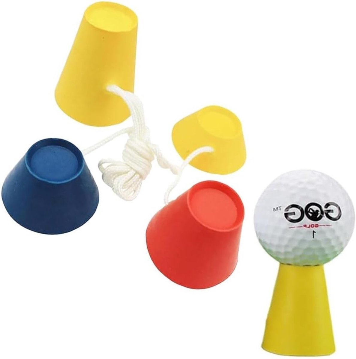 Set van 4 Golf Tees in Diverse Hoogtes en Kleuren, Duurzaam Rubber en Plastic voor Oefenbaan