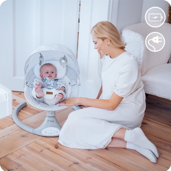 Momi Kenani Light Grey Elektrische Babyschommel BULE00023 van Merkloos — afbeelding 3