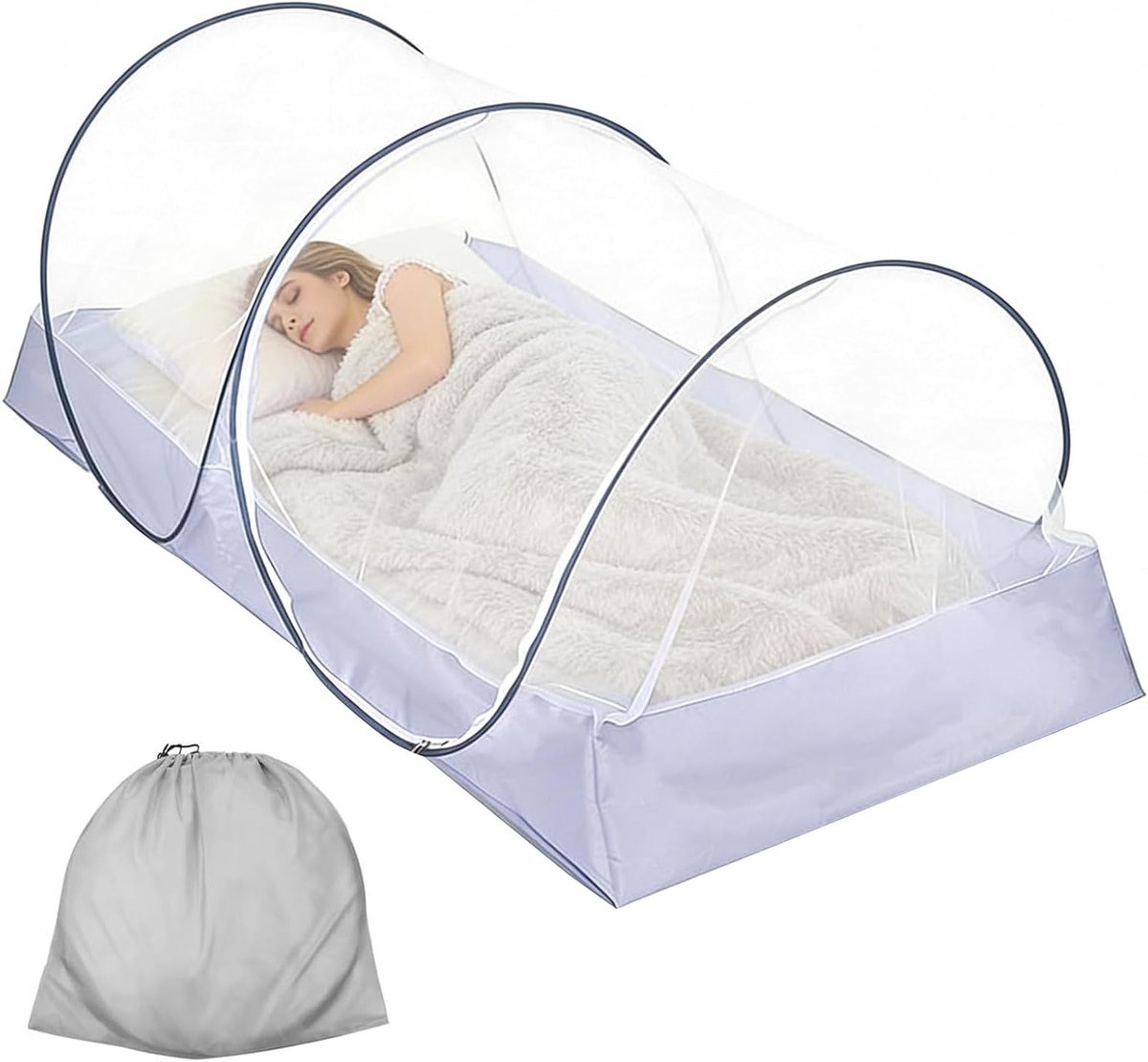 Pop-up Muggennet voor Bed 200 x 100 x 73 cm, Vouwbare Bedtent voor Kamperen en Binnengebruik