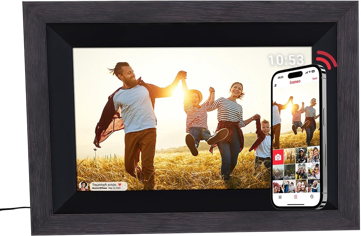 Digitale Fotolijst - Smart Frame - Foto's Delen - WiFi Connectiviteit - 10.1 Inch Scherm - Zwart Hout