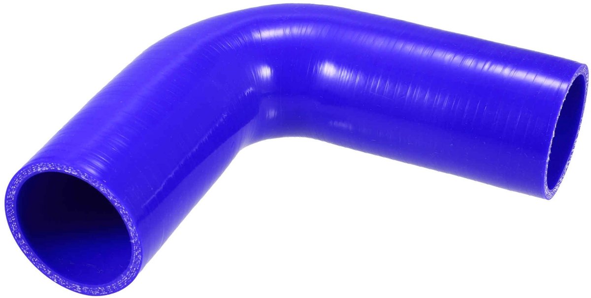 Dailygoods- Silicone Slang 90 Graden Elleboog - Universeel - Binnendiameter 54 mm - Lengte 150 mm - Zwart/Blauw - Duurzaam Materiaal - Koelslang