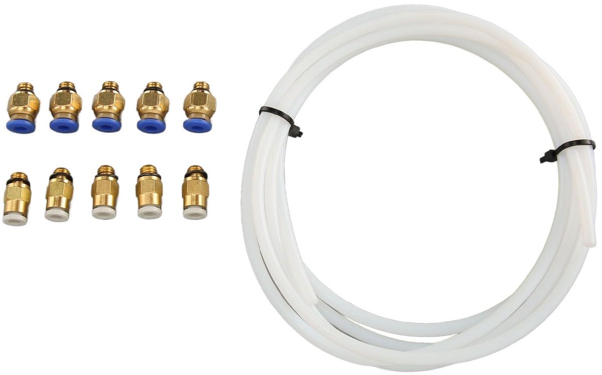 Dailygoods- PTFE-slangenset 2 Meter - Flexibel - Compatibel met 1,75 mm PLA/ABS - Hittebestendig tot 260 °C - Inclusief PC4 M6 Fittingen - 3D-printer Buis