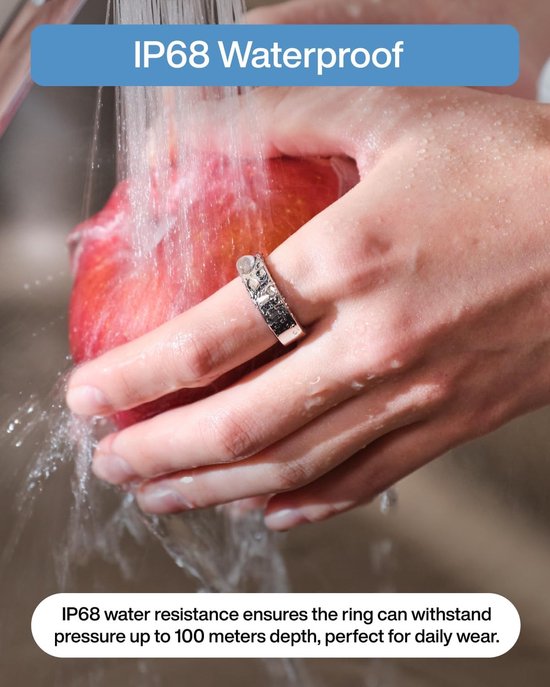 Slimme Ring - Gezichtsring Tracker - Gezondheid Monitoren - AI Gezondheidsinzichten - 2mm Profiel - Zilver — afbeelding 3
