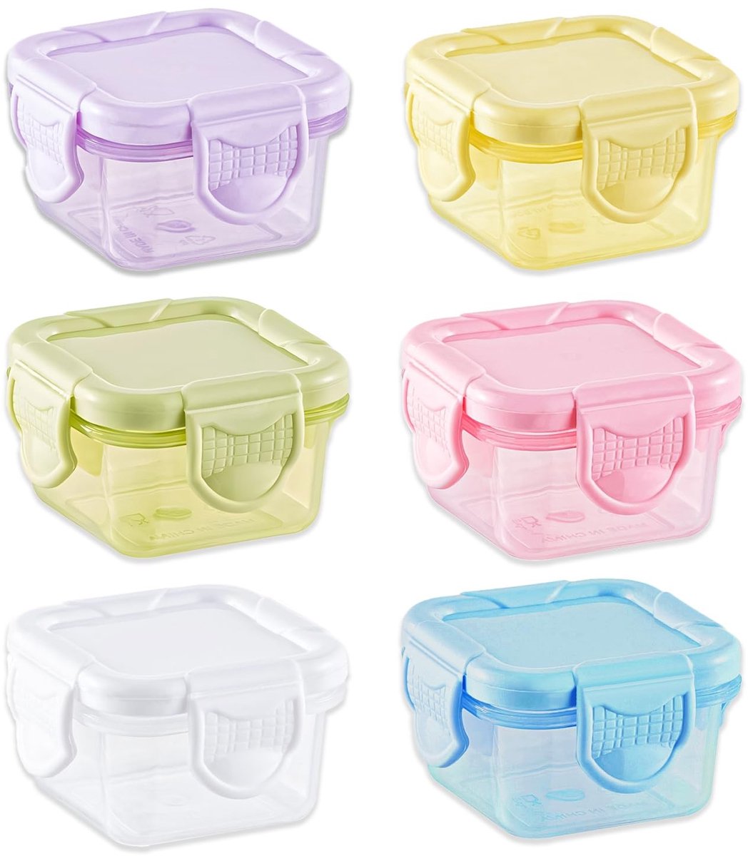 Dailygoods- Voedselcontainers 6 stuks - Luchtdichte Mini-Containers 60 ml - BPA-vrij PP-materiaal - Geschikt voor Magnetron/Vriezer - Perfect voor Sauzen/Specerijen - Opslagbakjes