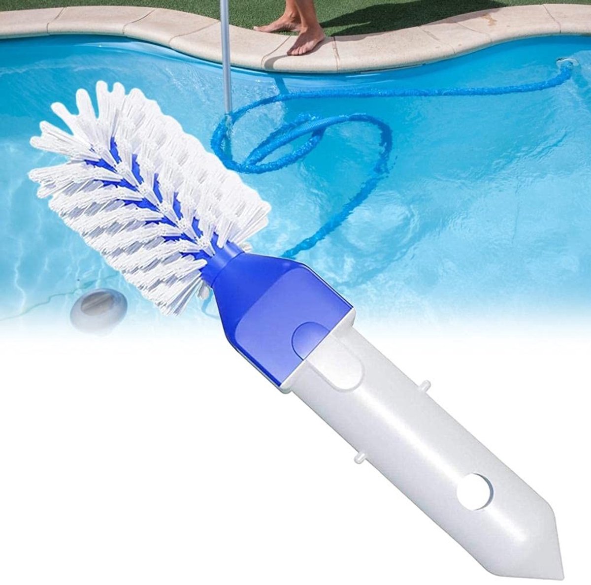Dailygoods- Hoekborstel Antislip - Zwembadborstel - Tegelborstel - Reinigingsborstel - Handbediend - Fijne Haren