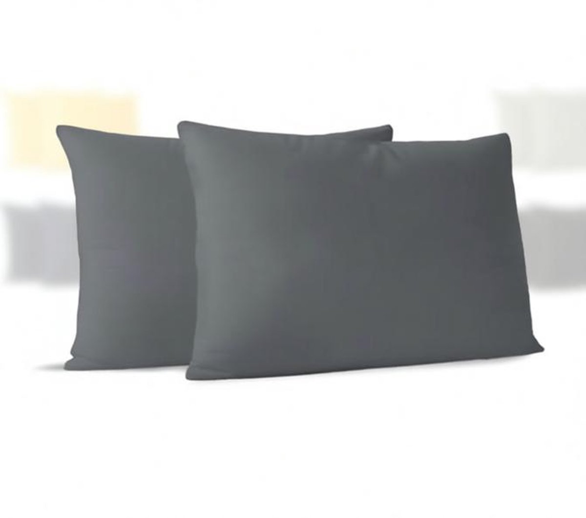 ElleMooi Kussensloop Set van 2 – Antraciet – 100% Jersey Katoen – 40 x 60 cm – Zachte ademende kussenhoezen
