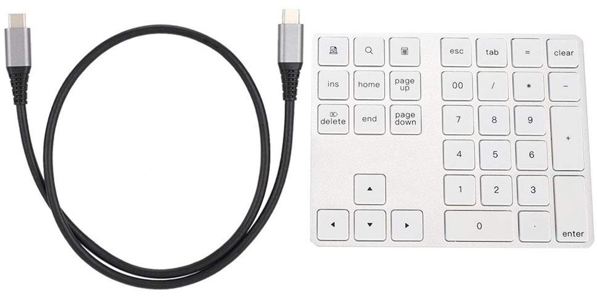 Dailygoods - Wireless Numeric Keyfield - Draadloos Getal Toetsenbord - 34 Toetsen - Zilver - USB-C - Geschikt voor Laptop - Aluminium en ABS