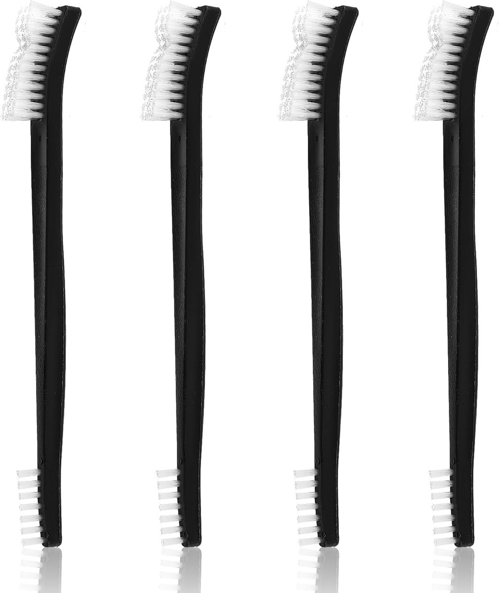 Dailygoods- Reinigingsborstel 4 stuks - Dubbelzijdige Nylon Borstels - Mini Kunststof Detailborstel - Stijve Borstelharen - 17 x 1,8 x 1,1 cm - Perfect voor Huishouden en Auto