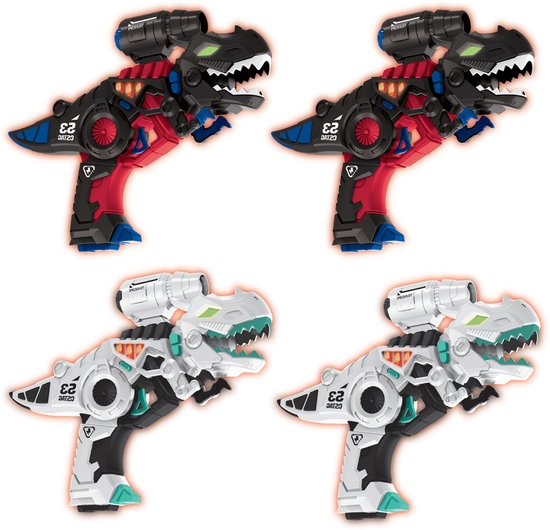 Savorelle® Lasergame Set voor Kinderen - Dino - Dinosaurus - Volwassenen - 4 Spelers - Oplaadbaar Speelgoed Pistool - Laserguns - Lasershoot - 4 Laserguns - Binnen en Buiten - Groepsspel