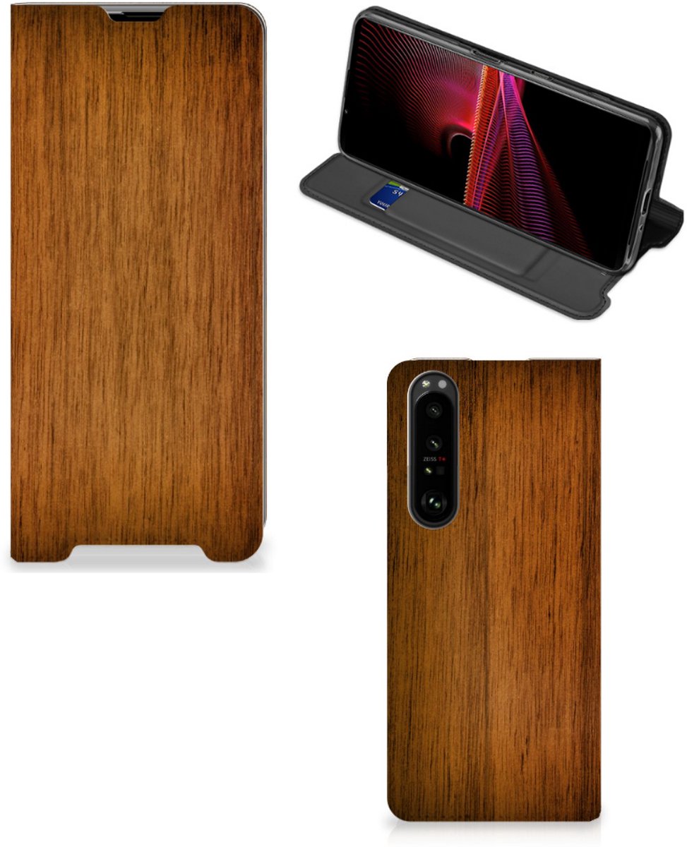 Sony Xperia 1 III Book Wallet Case Donker Hout