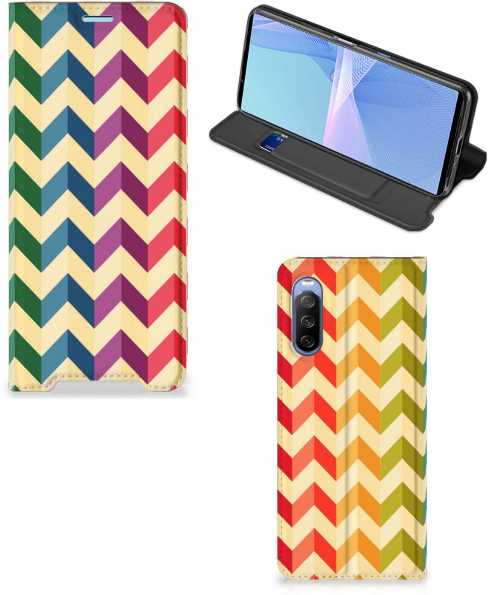 Sony Xperia 10 III Hoesje met Magneet Zigzag Multi Color