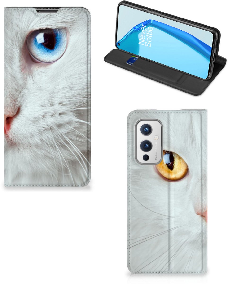OnePlus 9 Hoesje maken Witte Kat