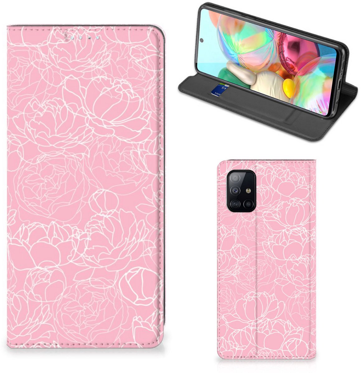Samsung Galaxy A71 Smart Cover White Flowers