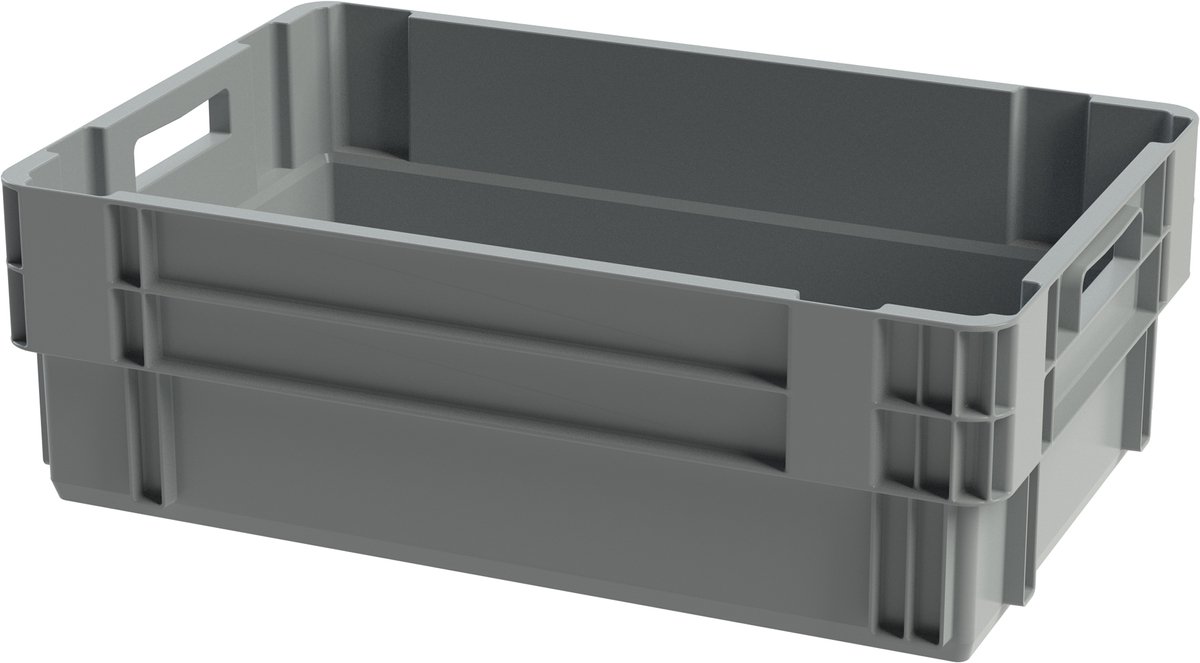 Euronorm stapelbak krat - 600 x 400 x 200 - grijs - stapelbare draaistapelbak