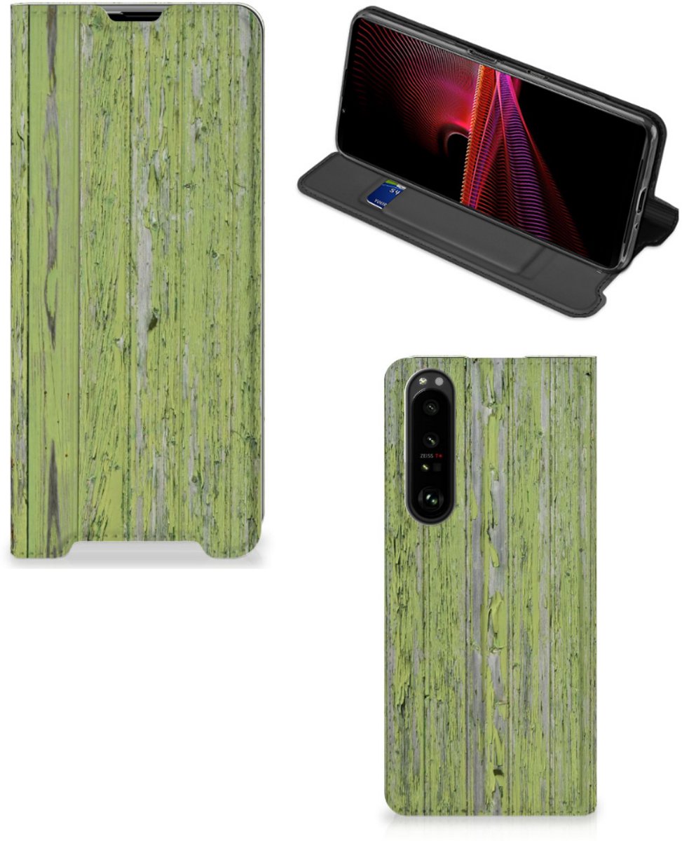 Standcase Hoesje voor Sony Xperia 1 III Book Wallet Case Green Wood