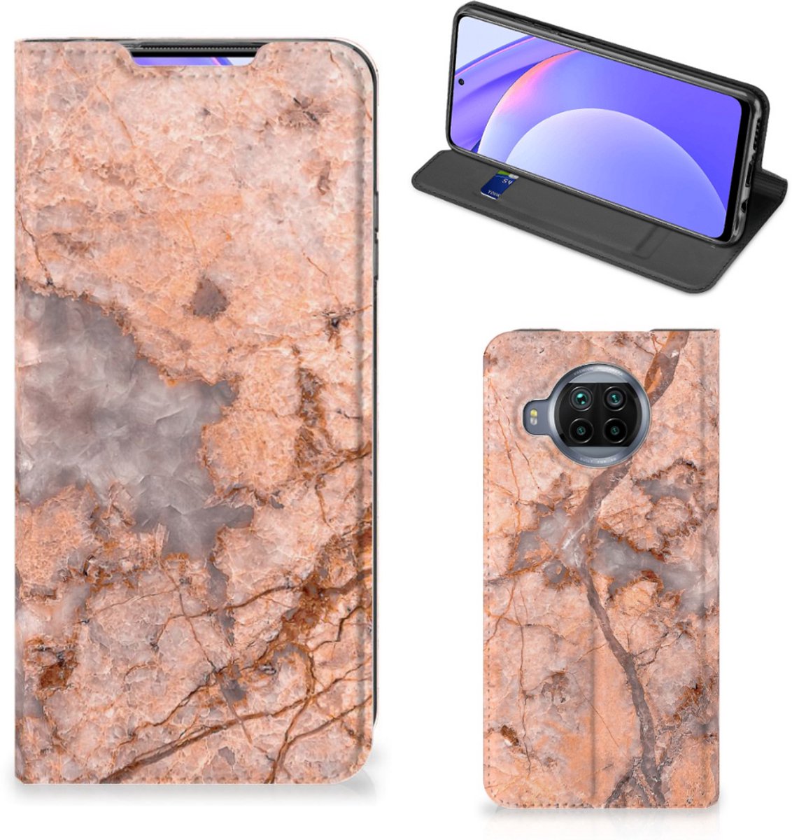 Xiaomi Mi 10T Lite Standcase Marmer Oranje