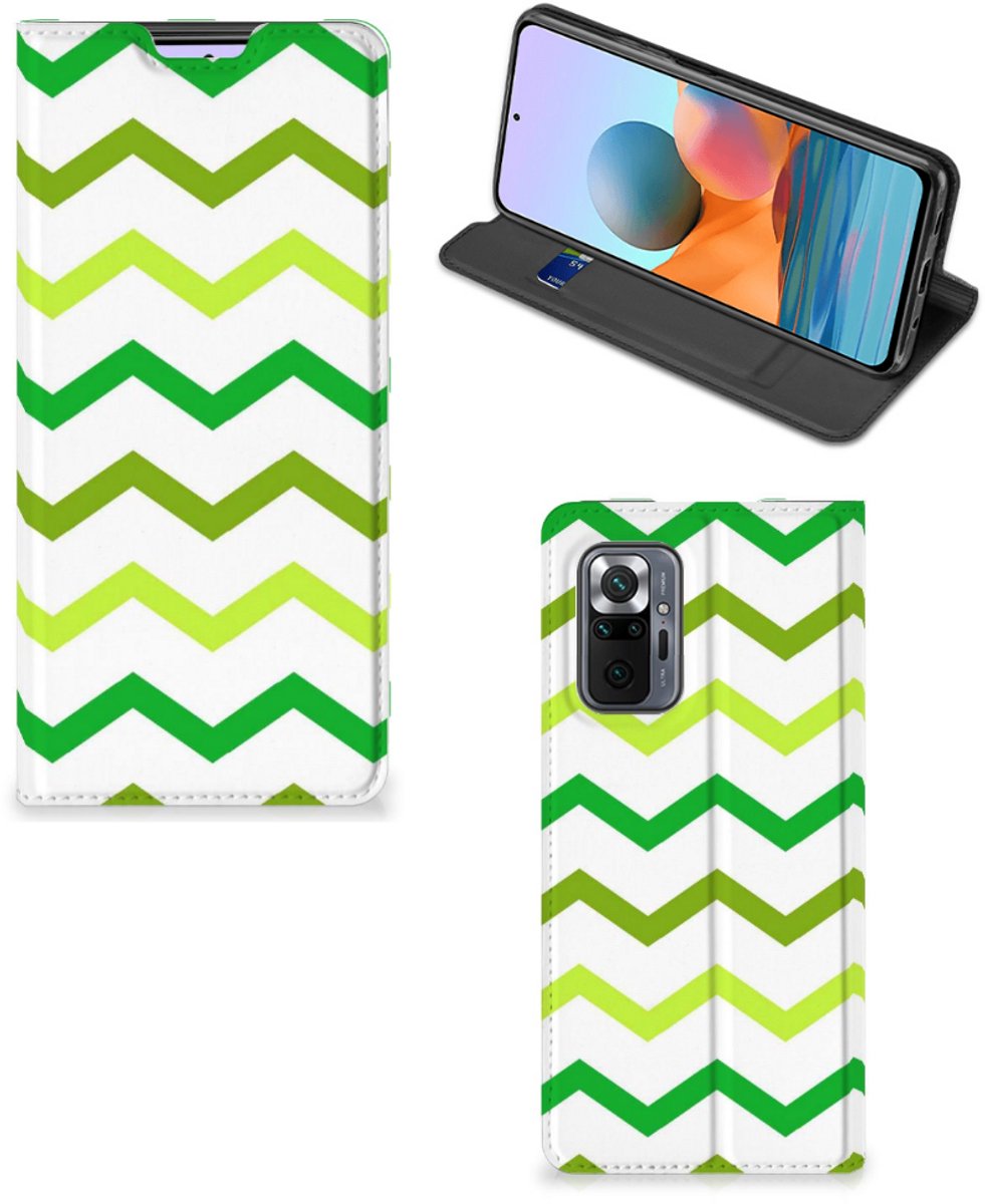 Xiaomi Redmi Note 10 Pro Hoesje met Magneet Zigzag Groen