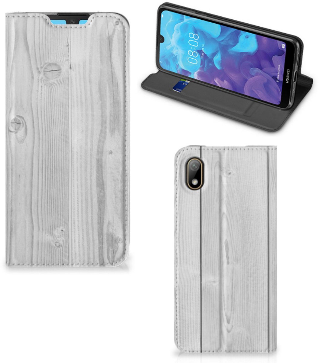 Huawei Y5 (2019) Book Wallet Case White Wood