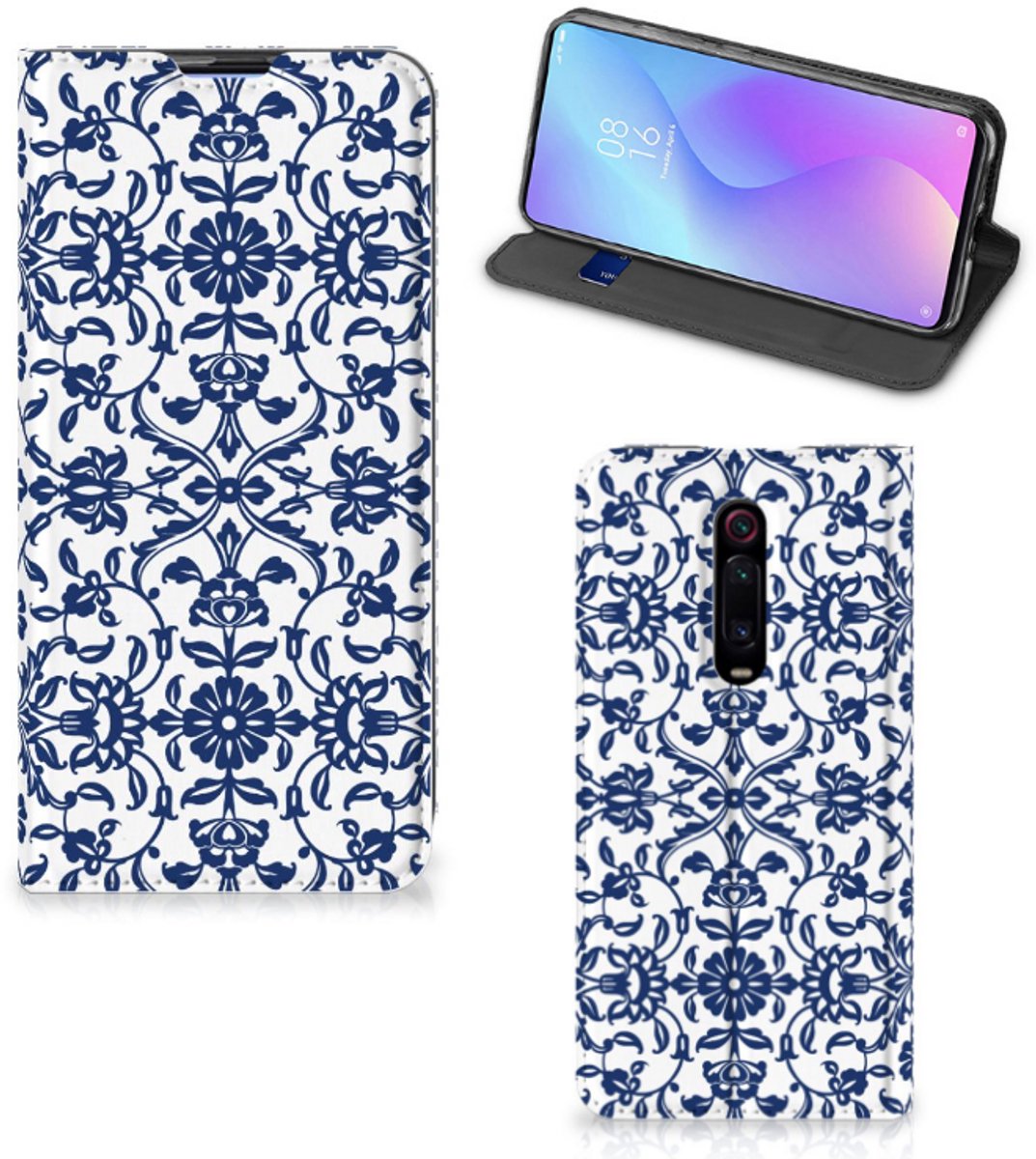 Standcase Hoesje voor Xiaomi Redmi K20 Pro Smart Cover Flower Blue